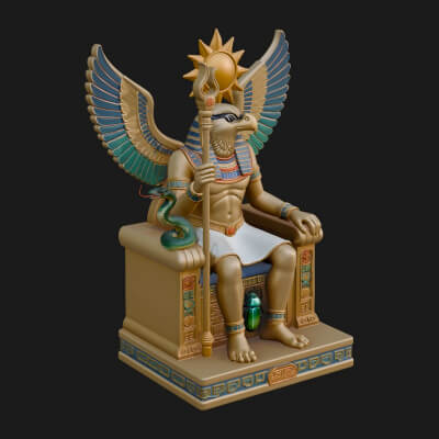 Enthroned Egyptian God Statue Design 2 3D Print Model