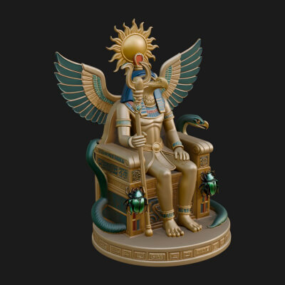 Enthroned Egyptian God Statue Design 3 3D Print Model 3D Model