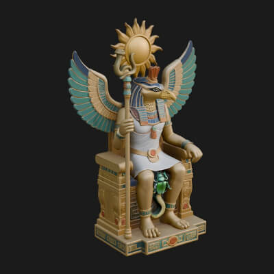 Enthroned Egyptian God Statue Design 4 3D Print Model