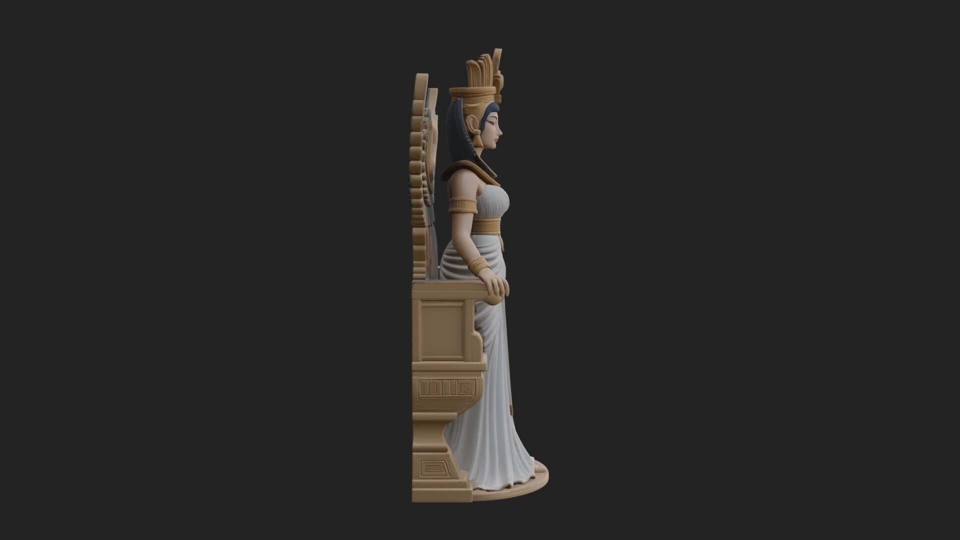 Enthroned Egyptian Goddess Statue Design 5 3D Print Model 3D Model