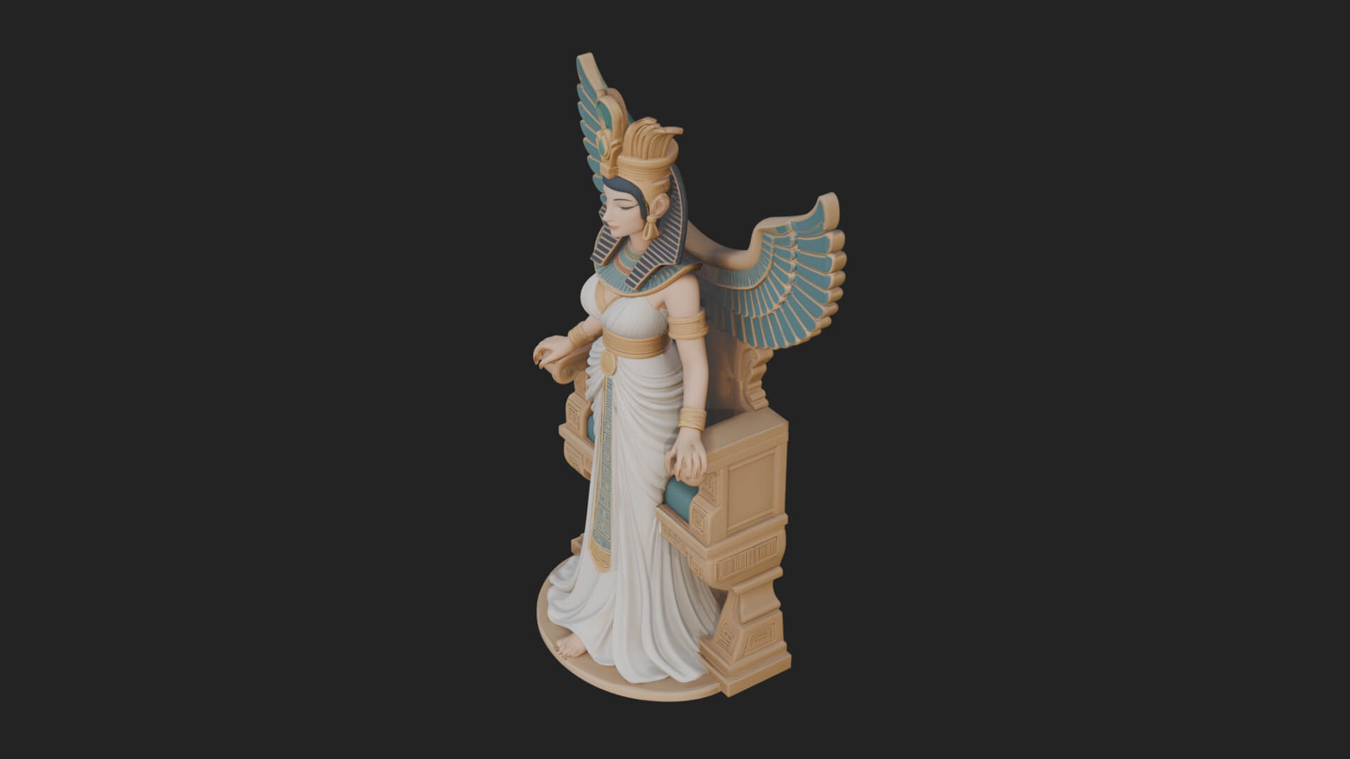 Enthroned Egyptian Goddess Statue Design 5 3D Print Model 3D Model