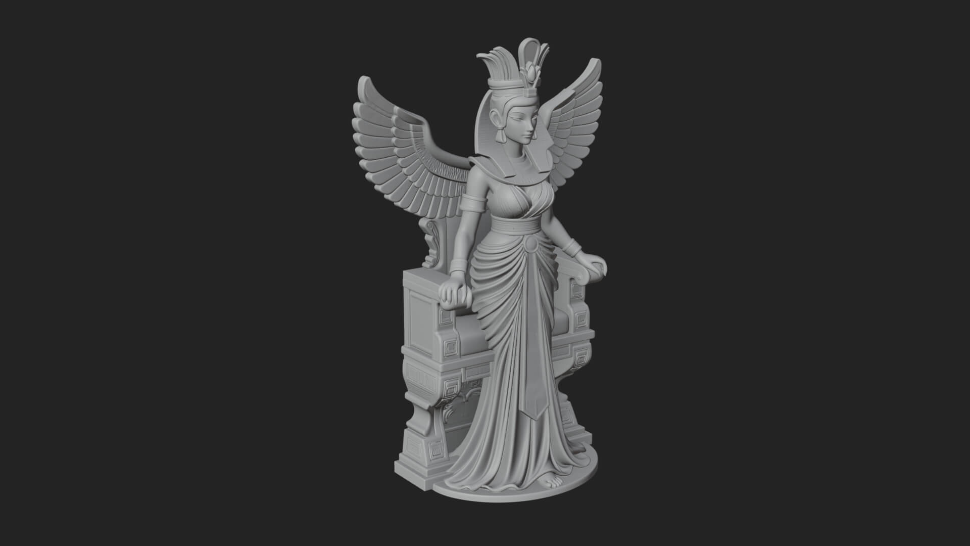Enthroned Egyptian Goddess Statue Design 5 3D Print Model 3D Model