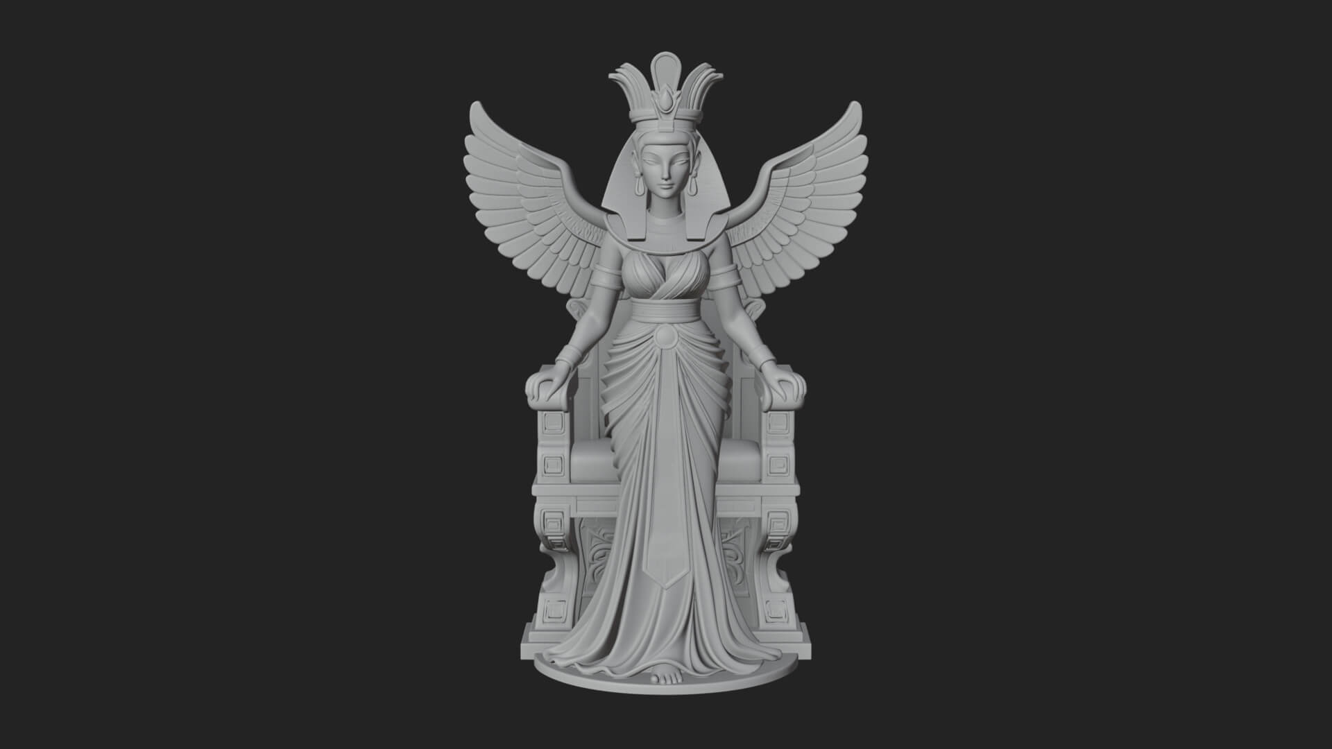 Enthroned Egyptian Goddess Statue Design 5 3D Print Model 3D Model
