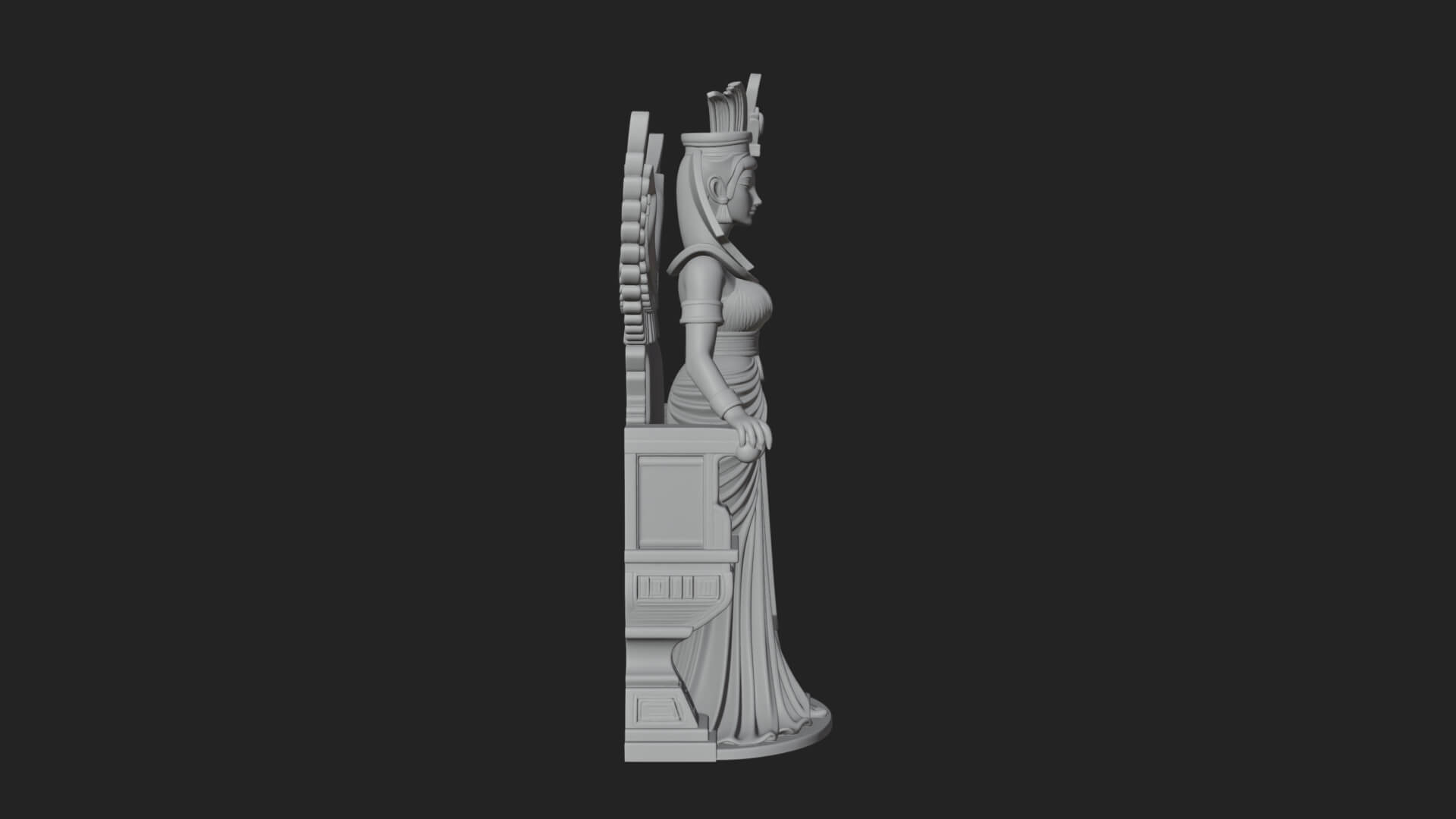 Enthroned Egyptian Goddess Statue Design 5 3D Print Model 3D Model