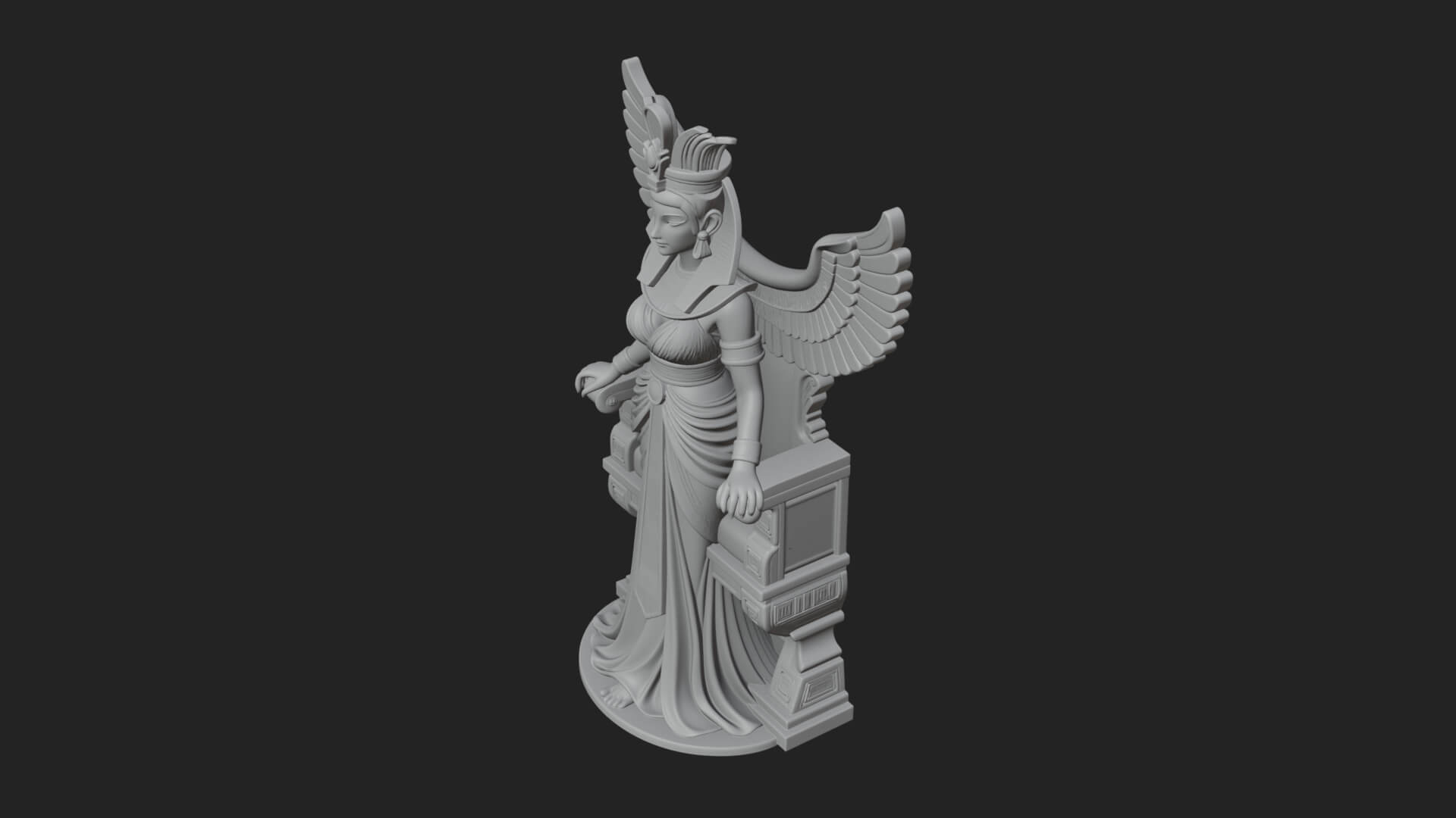 Enthroned Egyptian Goddess Statue Design 5 3D Print Model 3D Model