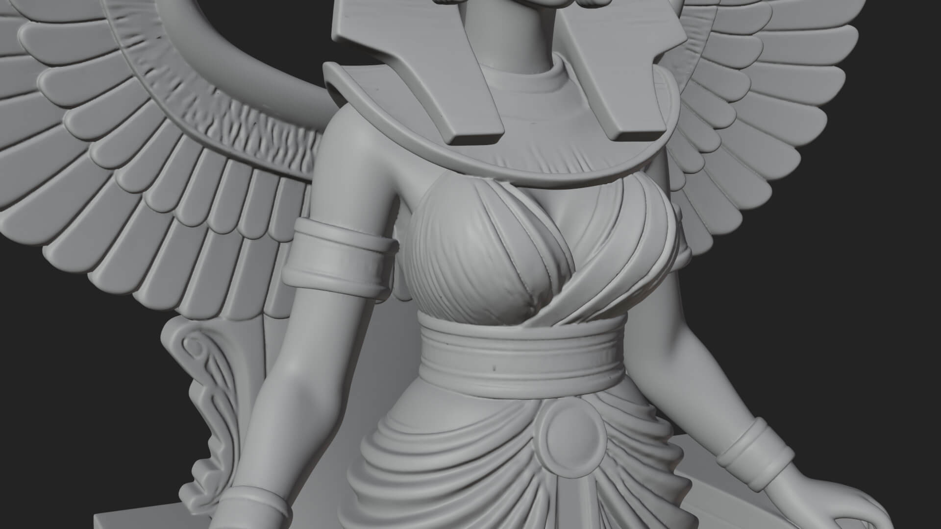 Enthroned Egyptian Goddess Statue Design 5 3D Print Model 3D Model