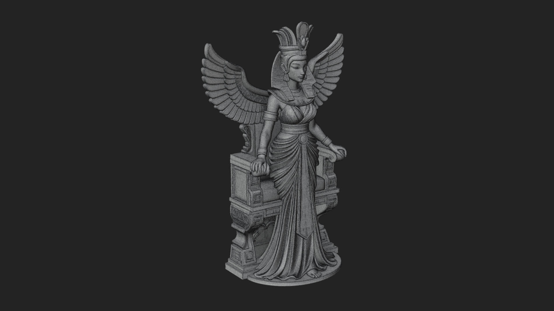 Enthroned Egyptian Goddess Statue Design 5 3D Print Model 3D Model