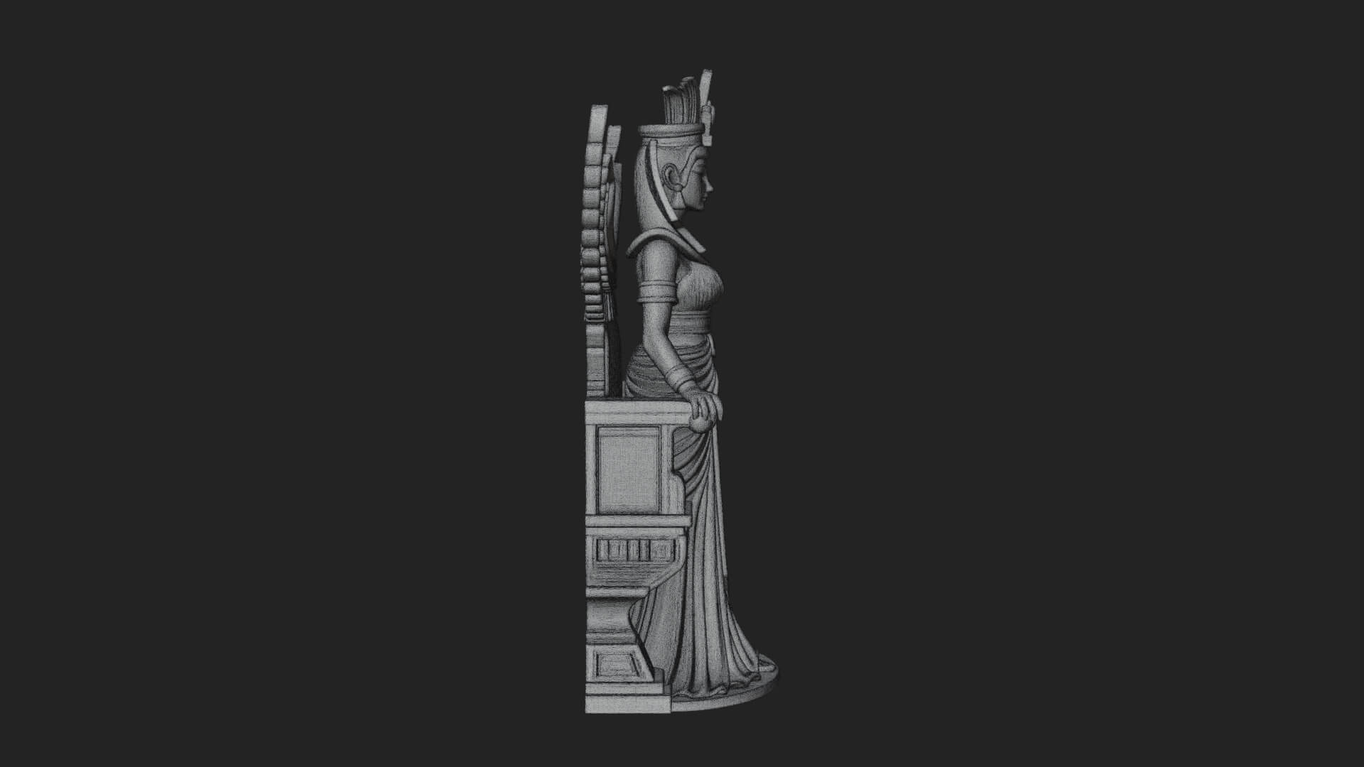 Enthroned Egyptian Goddess Statue Design 5 3D Print Model 3D Model
