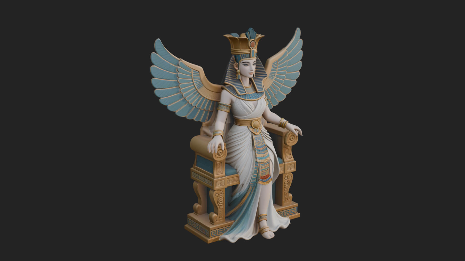 Enthroned Egyptian Goddess Statue Design 6 3D Print Model 3D Model