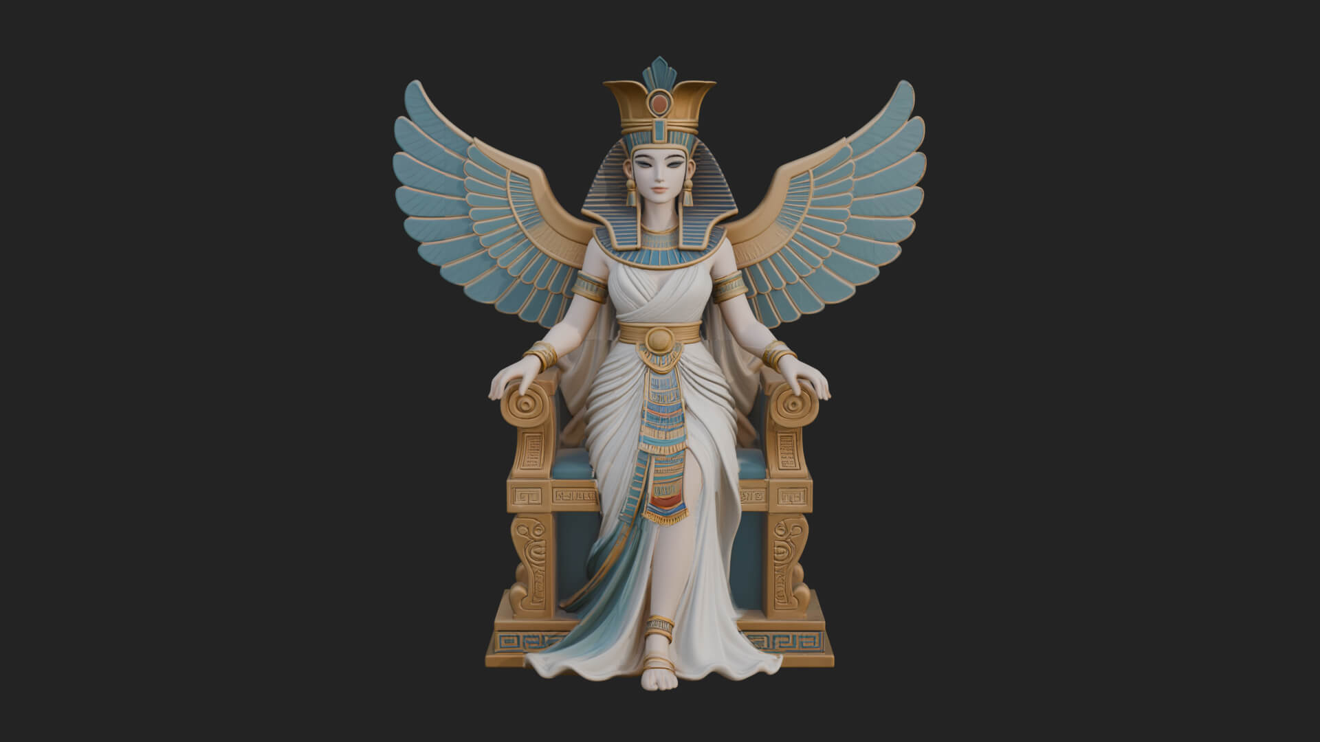Enthroned Egyptian Goddess Statue Design 6 3D Print Model 3D Model