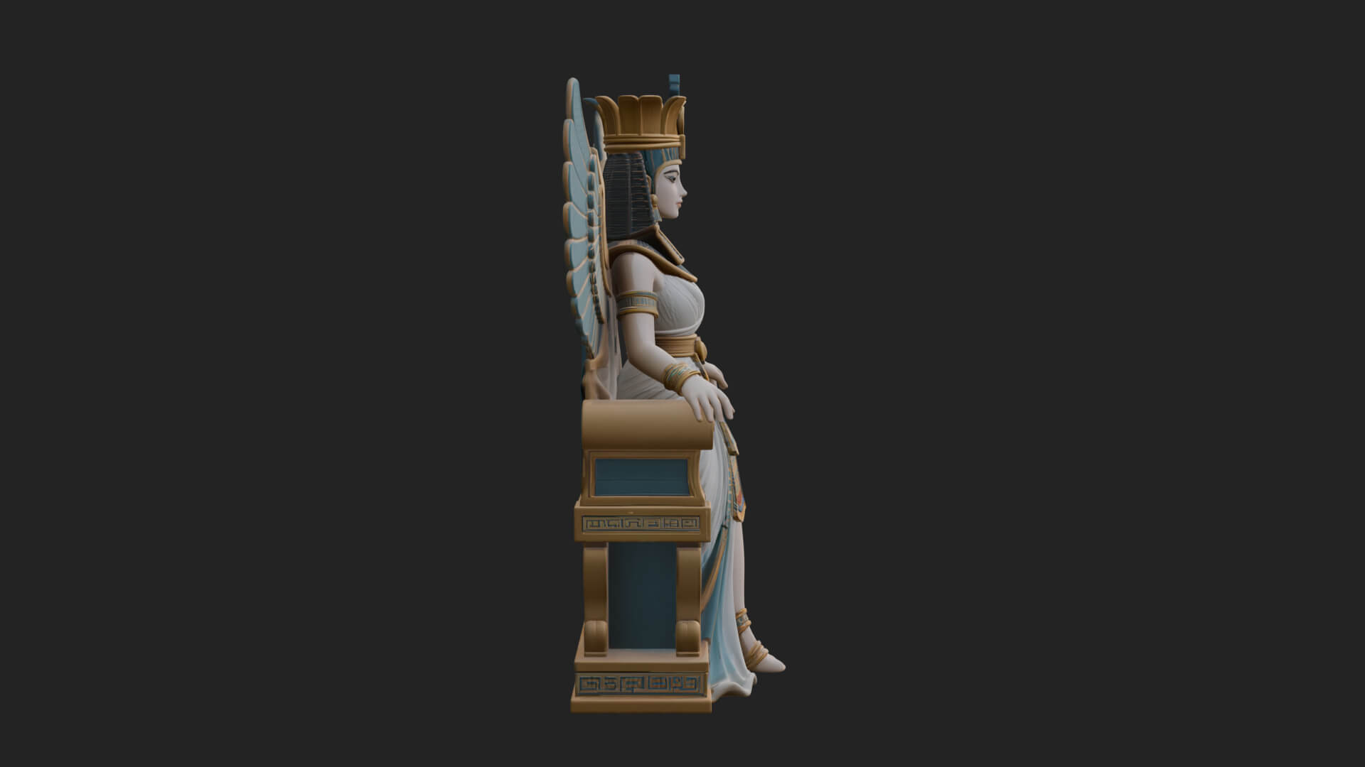 Enthroned Egyptian Goddess Statue Design 6 3D Print Model 3D Model