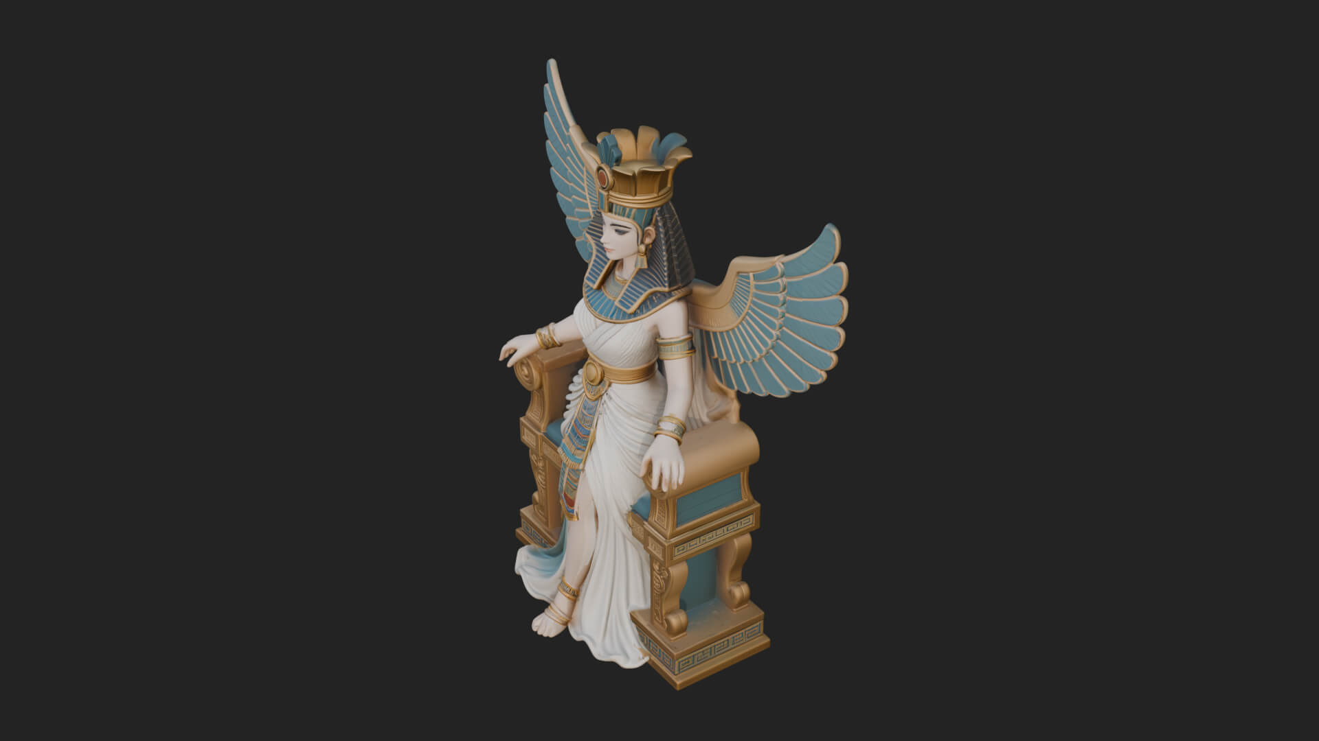 Enthroned Egyptian Goddess Statue Design 6 3D Print Model 3D Model