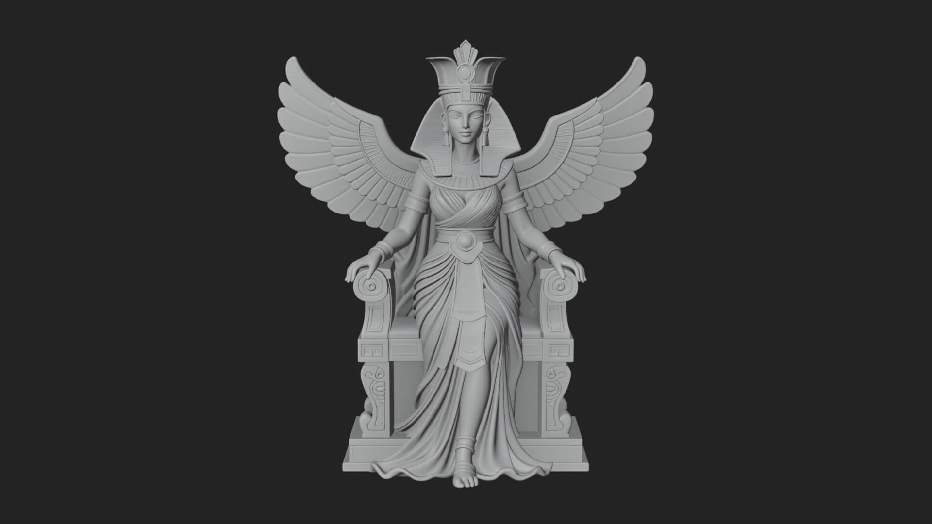 Enthroned Egyptian Goddess Statue Design 6 3D Print Model 3D Model