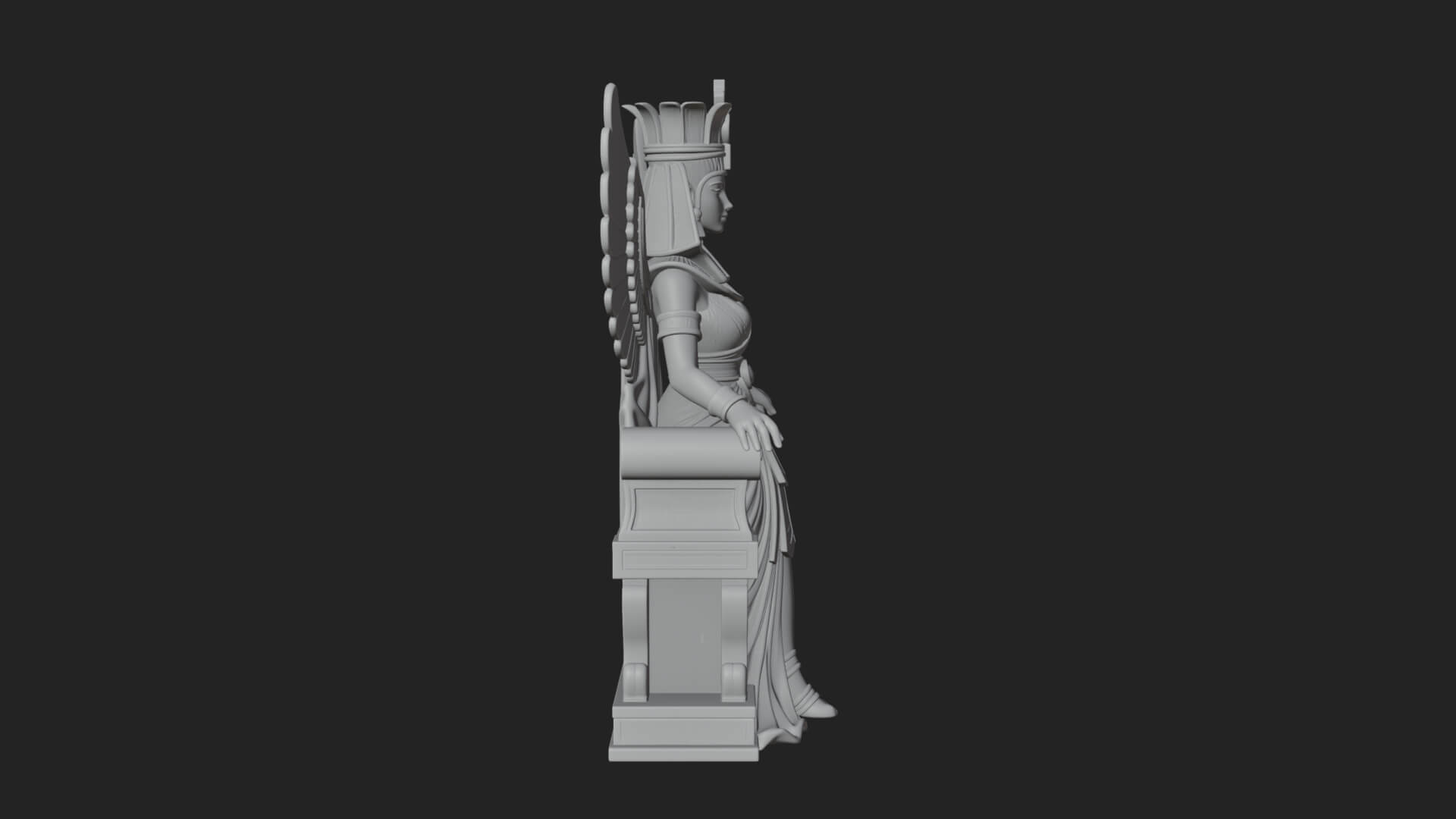 Enthroned Egyptian Goddess Statue Design 6 3D Print Model 3D Model