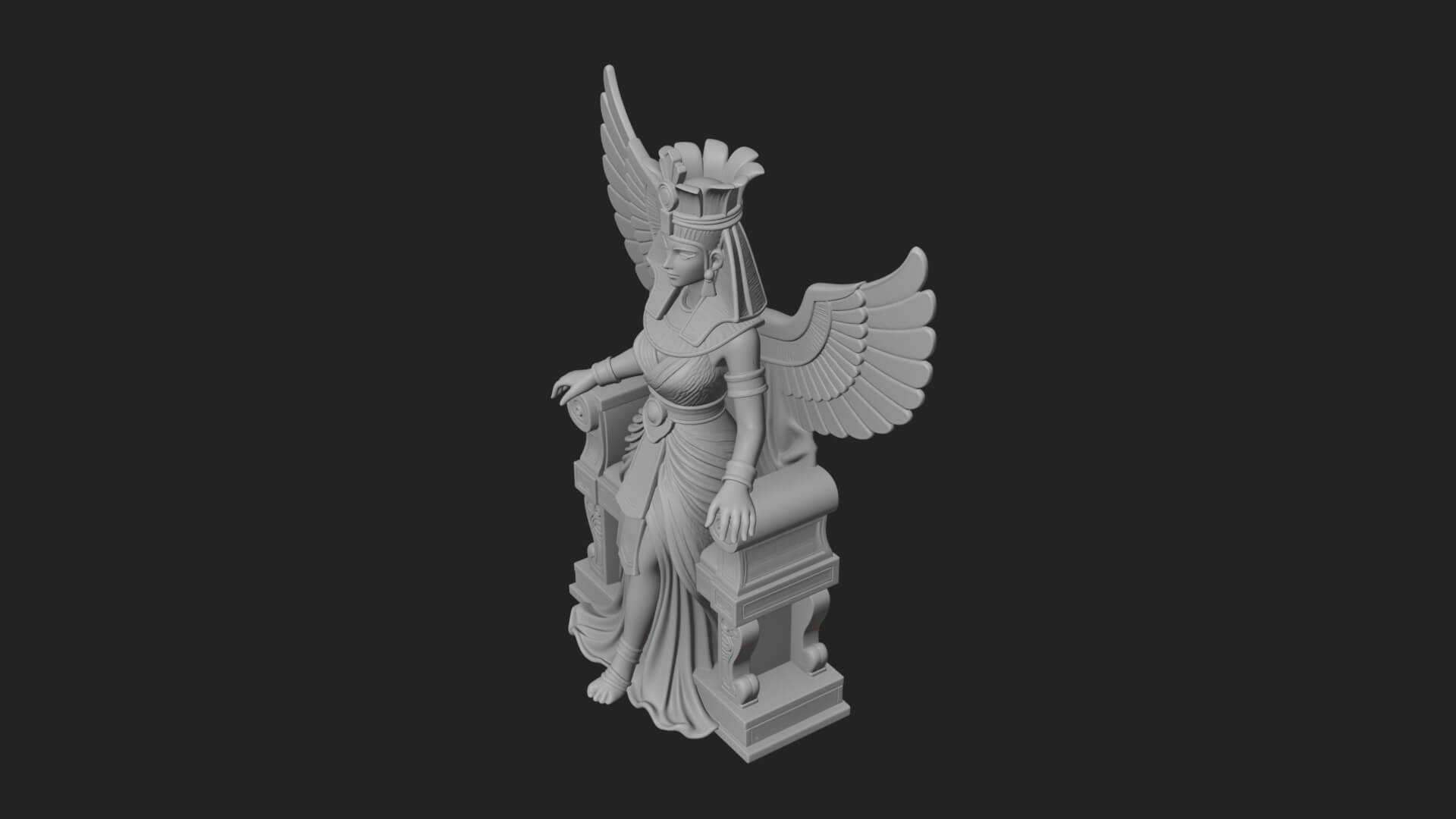 Enthroned Egyptian Goddess Statue Design 6 3D Print Model 3D Model