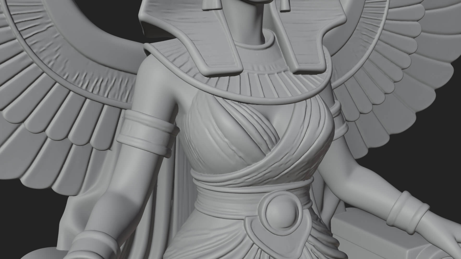 Enthroned Egyptian Goddess Statue Design 6 3D Print Model 3D Model