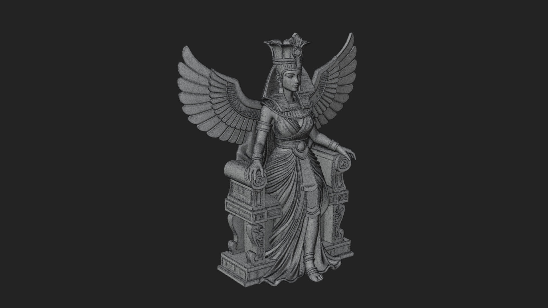 Enthroned Egyptian Goddess Statue Design 6 3D Print Model 3D Model