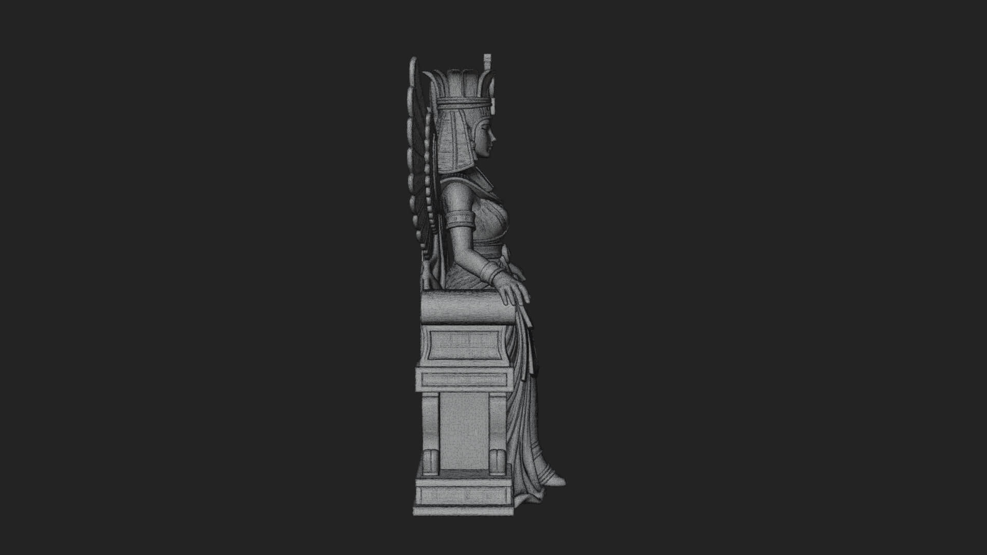 Enthroned Egyptian Goddess Statue Design 6 3D Print Model 3D Model