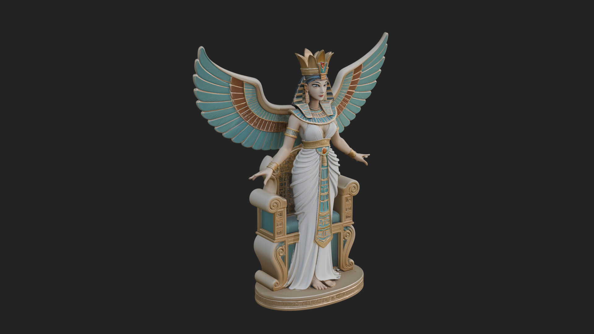 Enthroned Egyptian Goddess Statue Design 7 3D Print Model 3D Model