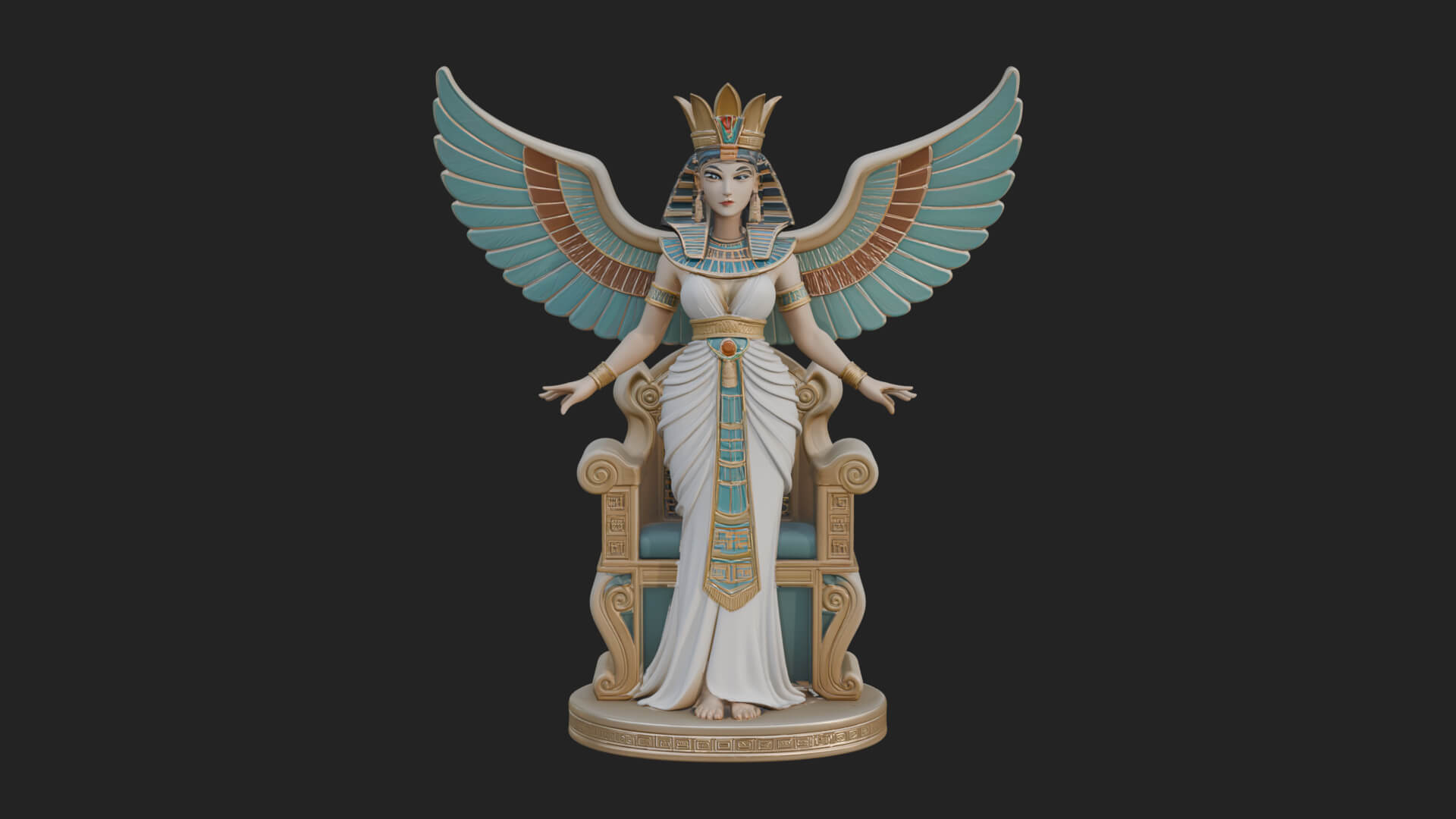Enthroned Egyptian Goddess Statue Design 7 3D Print Model 3D Model