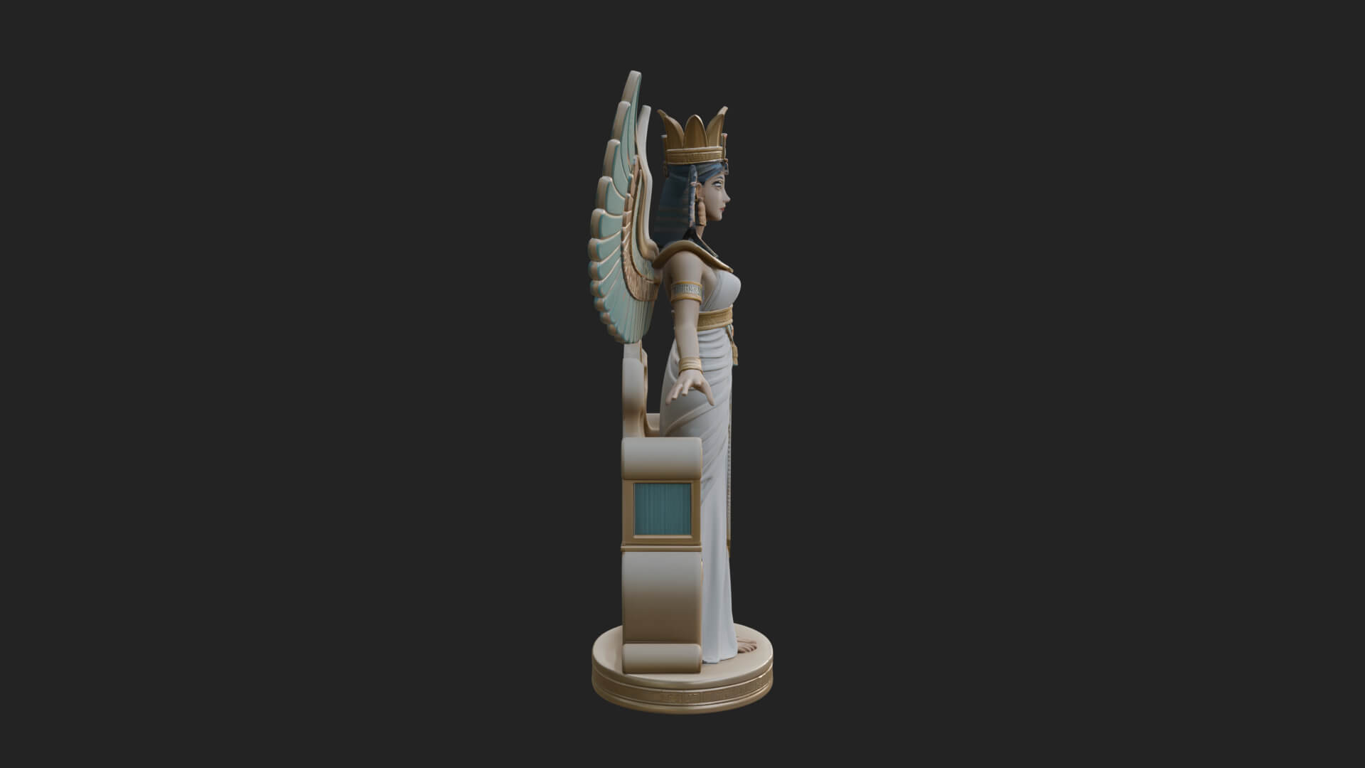 Enthroned Egyptian Goddess Statue Design 7 3D Print Model 3D Model