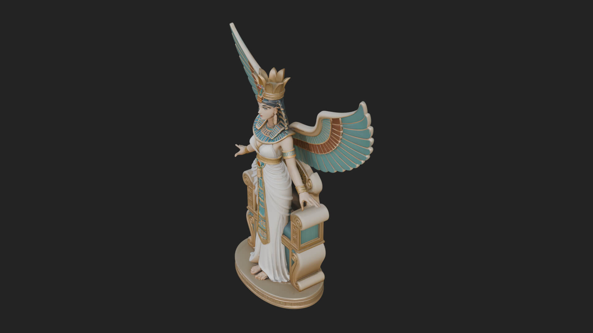 Enthroned Egyptian Goddess Statue Design 7 3D Print Model 3D Model