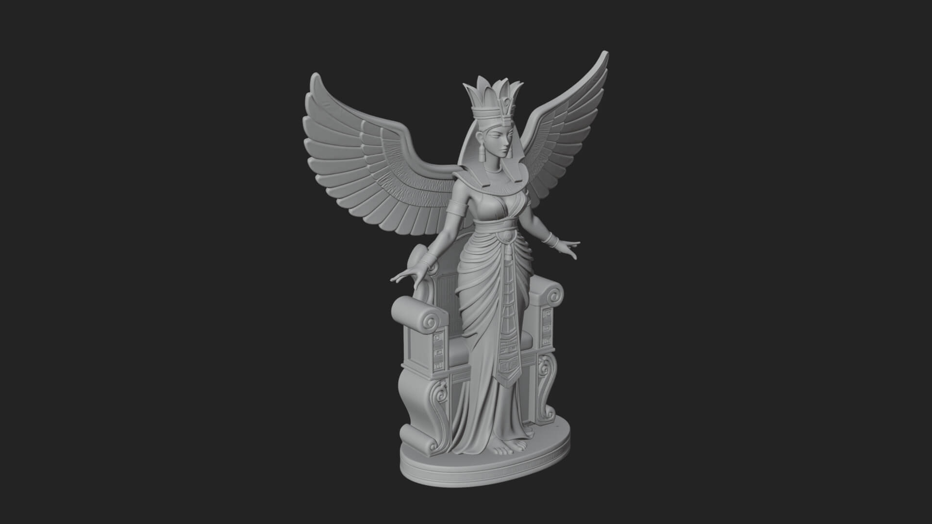 Enthroned Egyptian Goddess Statue Design 7 3D Print Model 3D Model