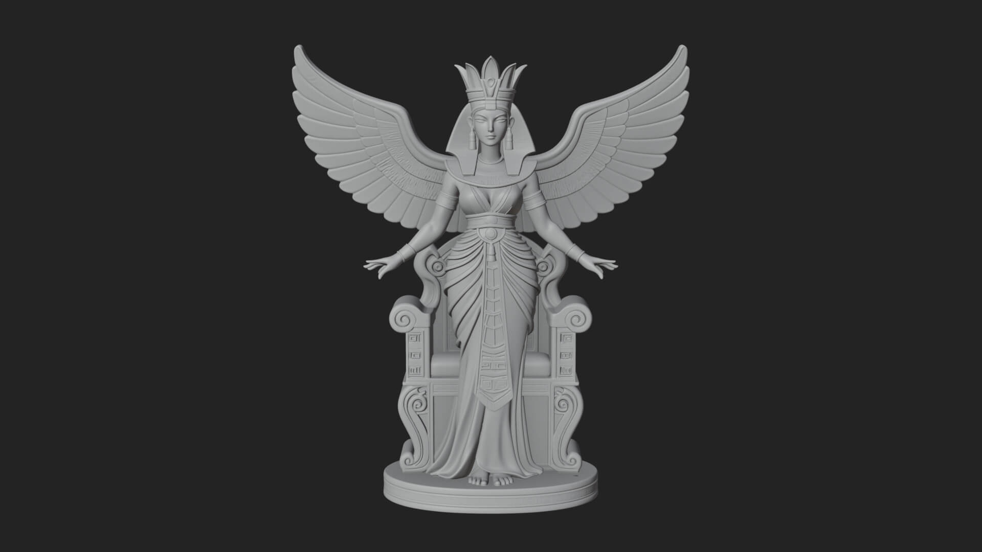 Enthroned Egyptian Goddess Statue Design 7 3D Print Model 3D Model