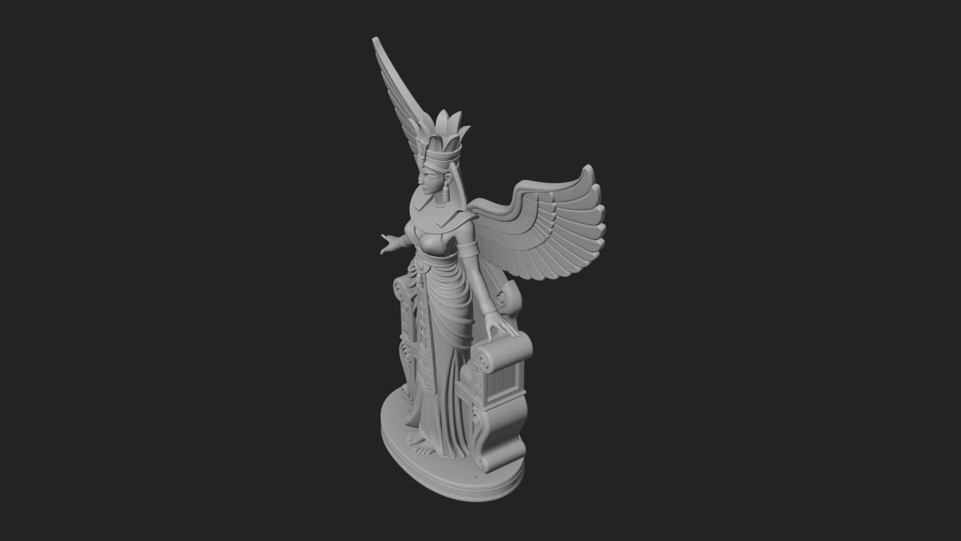 Enthroned Egyptian Goddess Statue Design 7 3D Print Model 3D Model