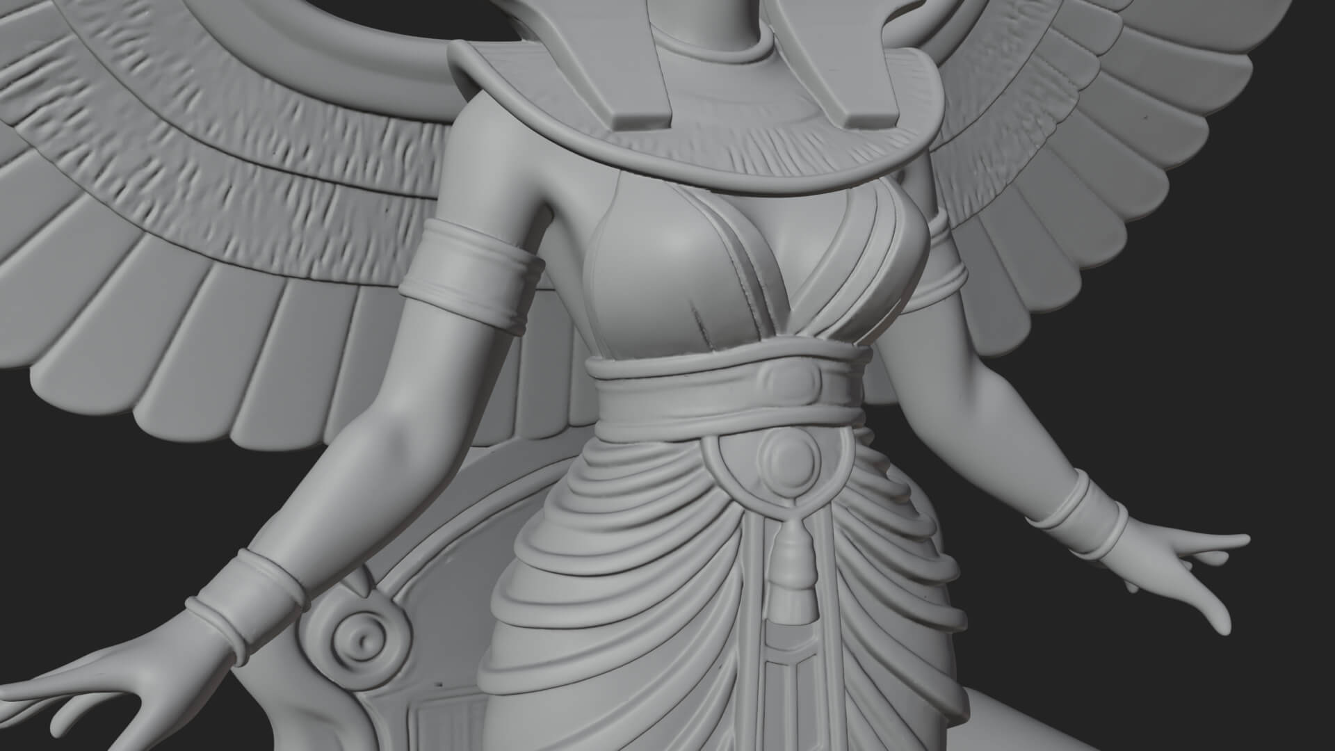 Enthroned Egyptian Goddess Statue Design 7 3D Print Model 3D Model