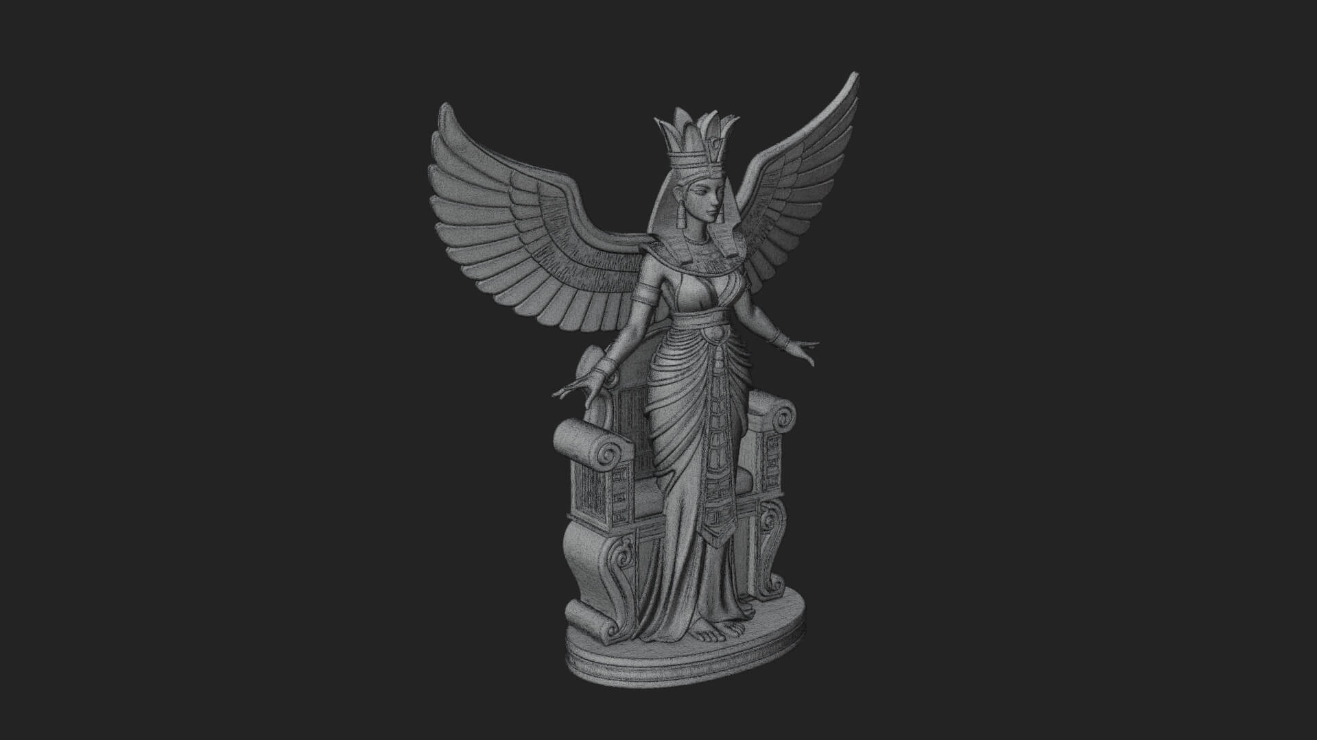 Enthroned Egyptian Goddess Statue Design 7 3D Print Model 3D Model