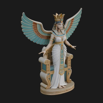 Enthroned Egyptian Goddess Statue Design 7 3D Print Model
