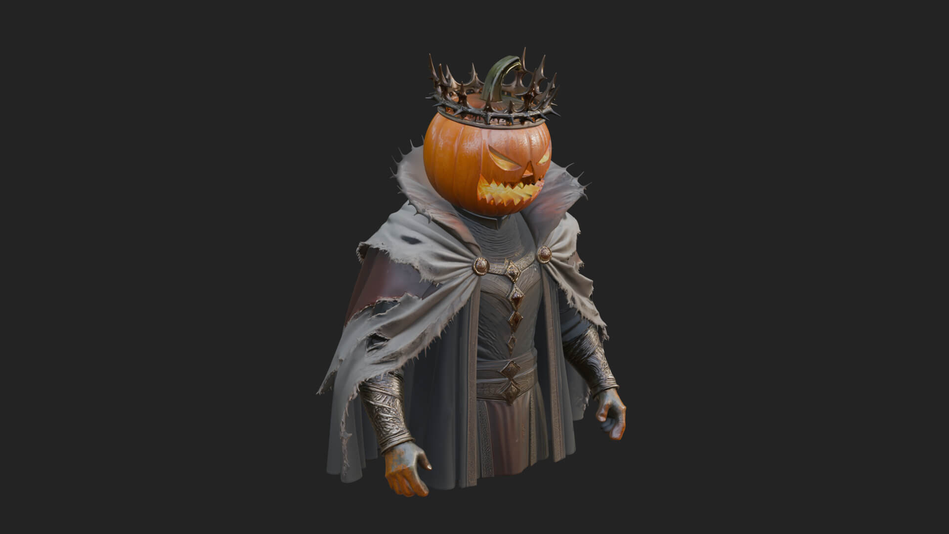 Enthroned Pumpkin Lord Statue Design 3 3D Print Model 3D Model