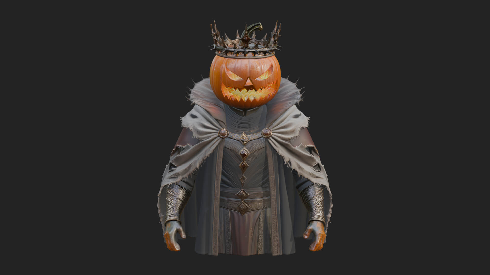 Enthroned Pumpkin Lord Statue Design 3 3D Print Model 3D Model