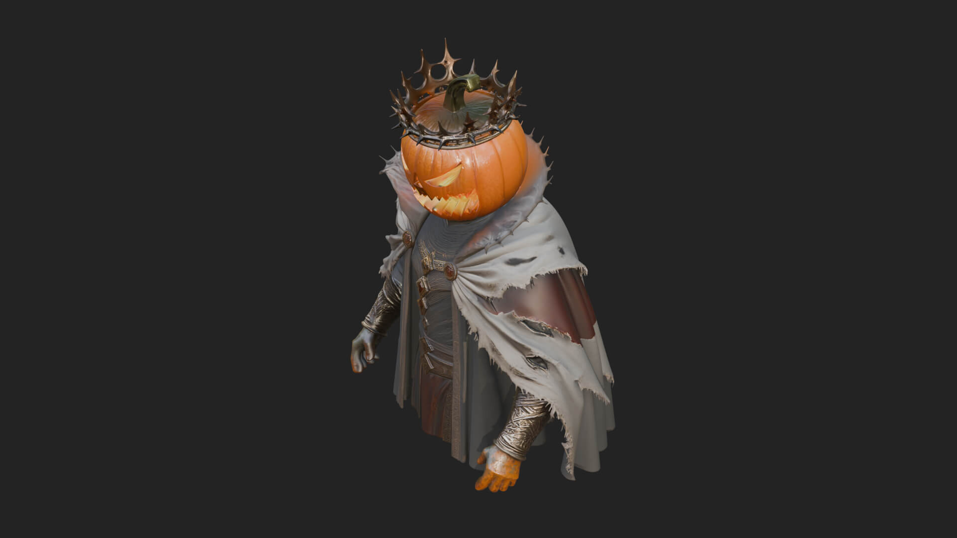 Enthroned Pumpkin Lord Statue Design 3 3D Print Model 3D Model