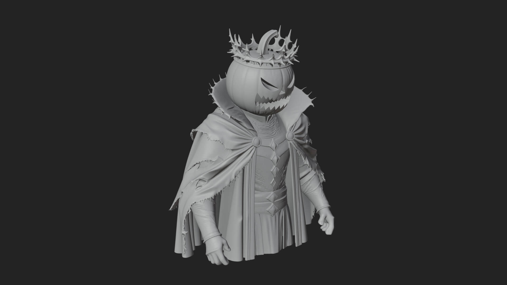 Enthroned Pumpkin Lord Statue Design 3 3D Print Model 3D Model