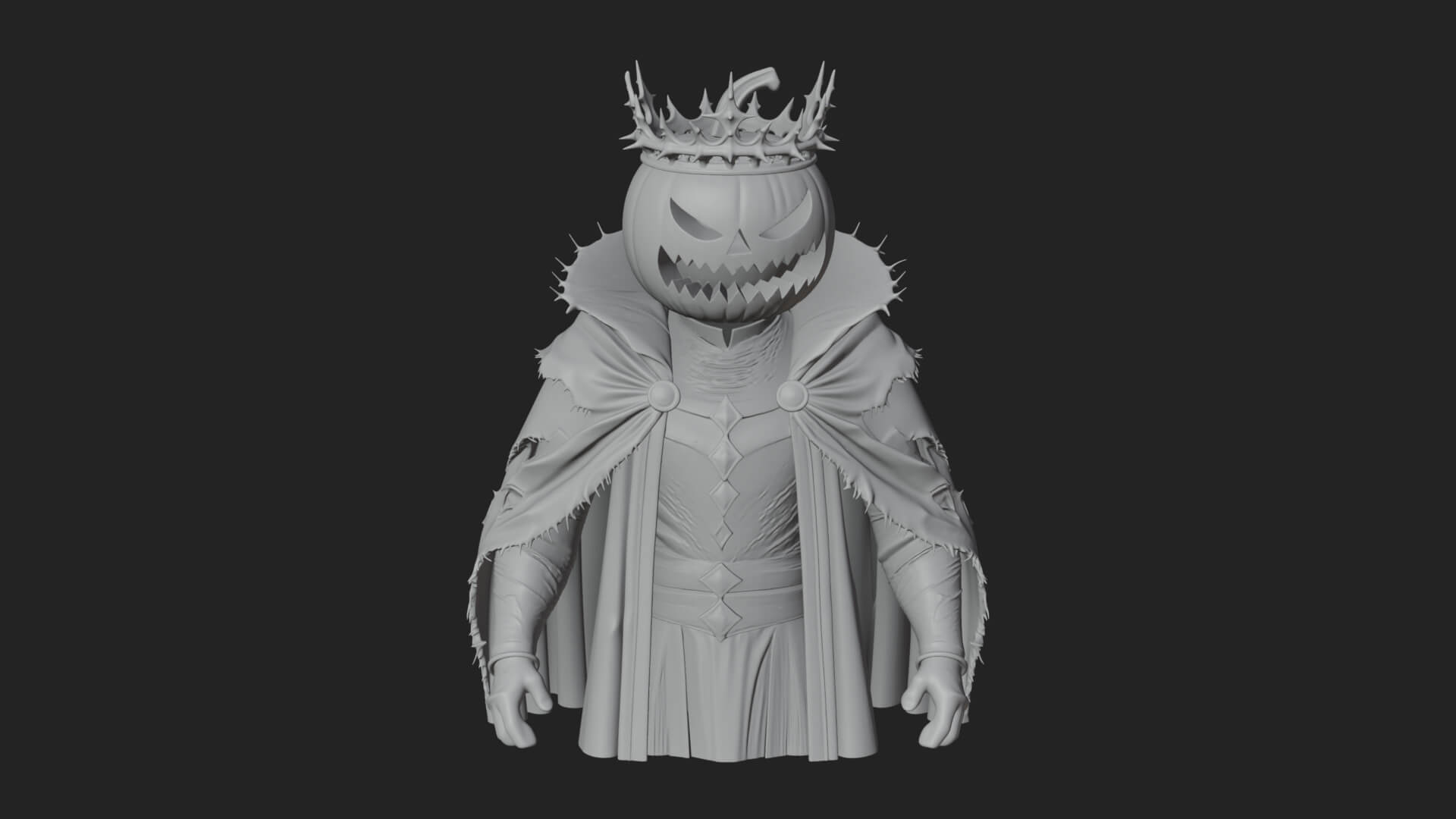 Enthroned Pumpkin Lord Statue Design 3 3D Print Model 3D Model