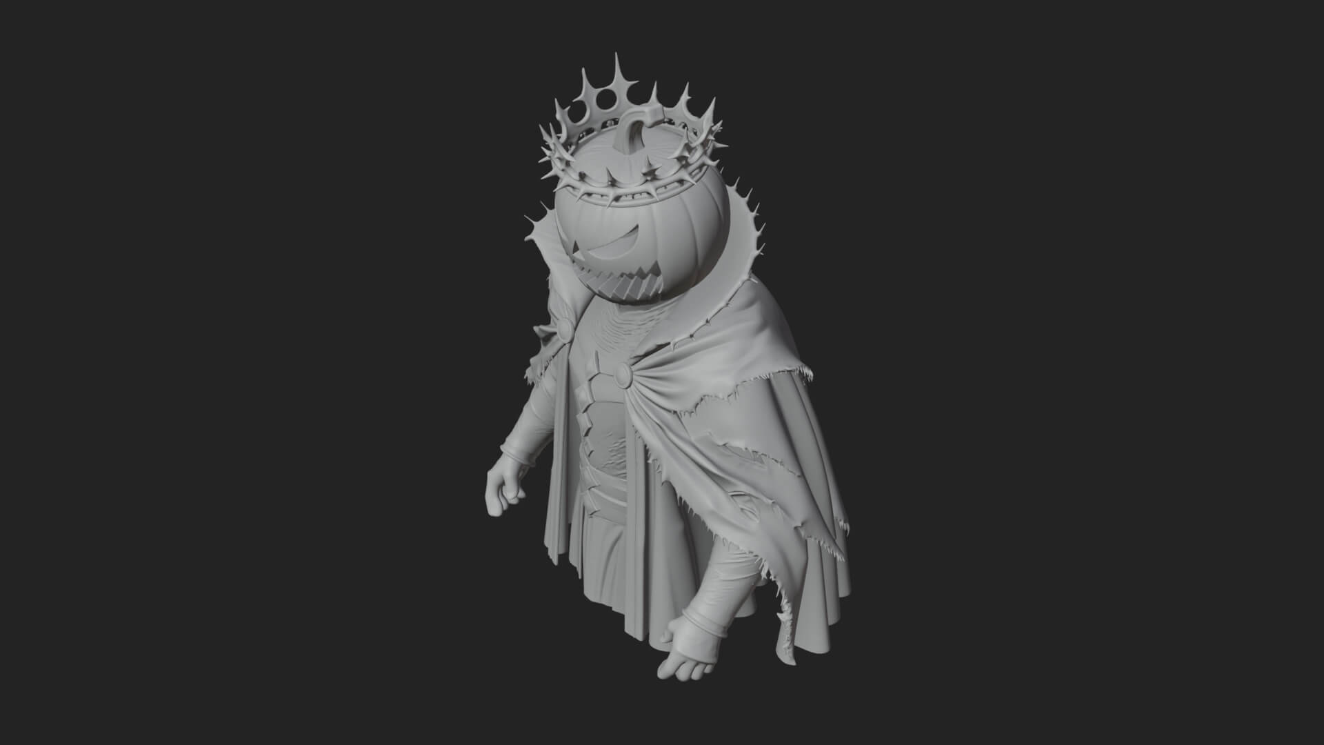 Enthroned Pumpkin Lord Statue Design 3 3D Print Model 3D Model
