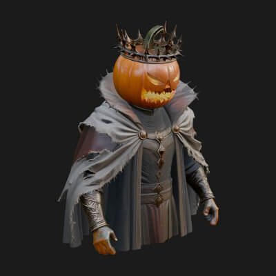 Enthroned Pumpkin Lord Statue Design 3 3D Print Model