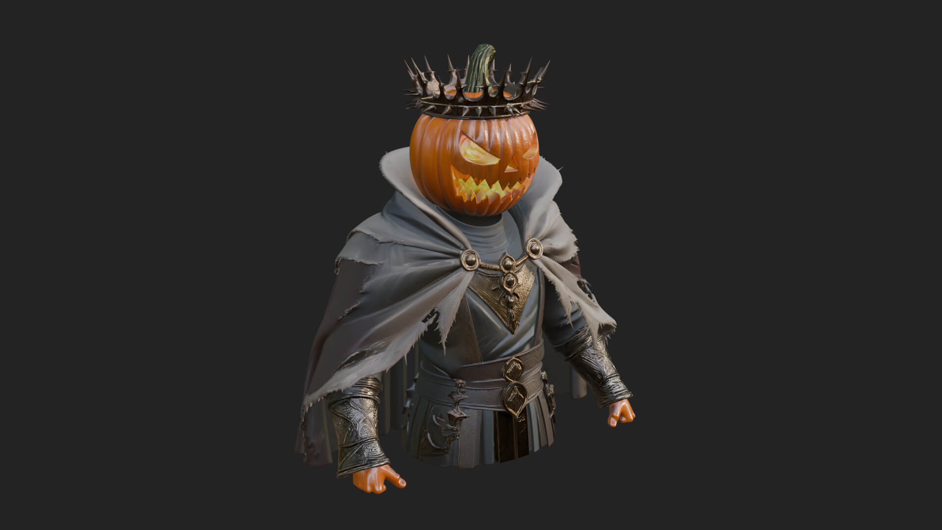 Enthroned Pumpkin Lord Statue Design 4 3D Print Model 3D Model