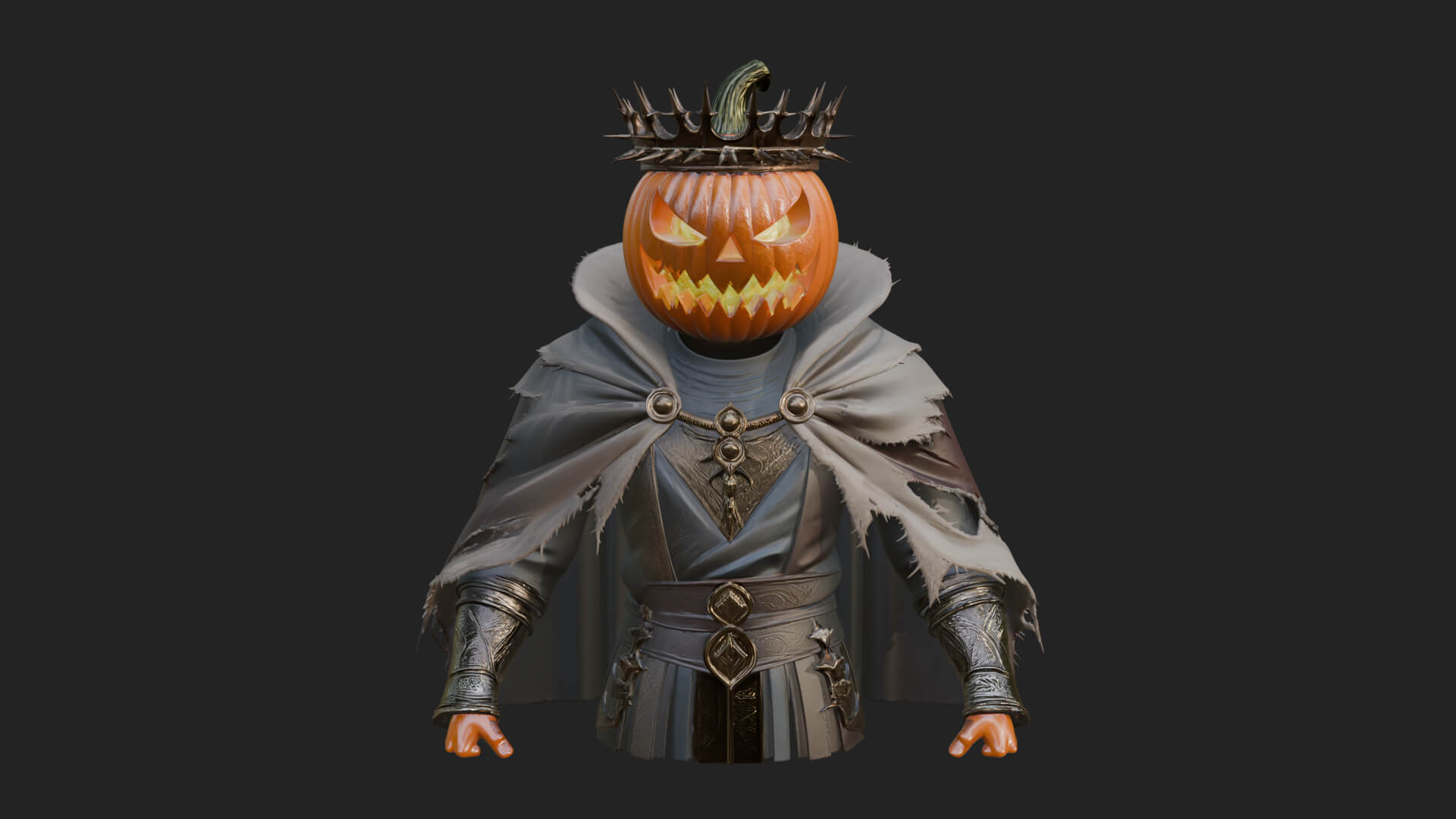 Enthroned Pumpkin Lord Statue Design 4 3D Print Model 3D Model