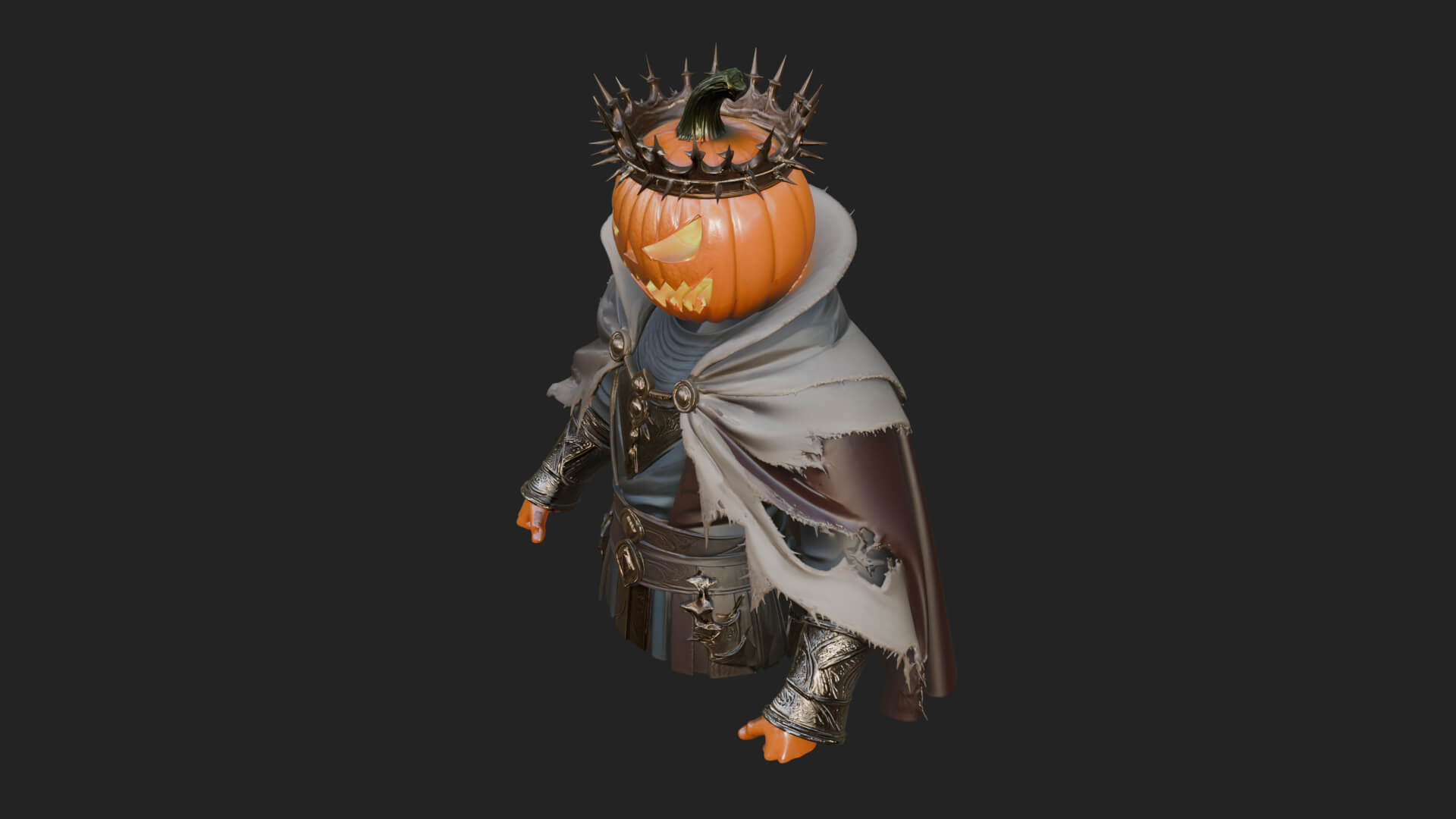 Enthroned Pumpkin Lord Statue Design 4 3D Print Model 3D Model