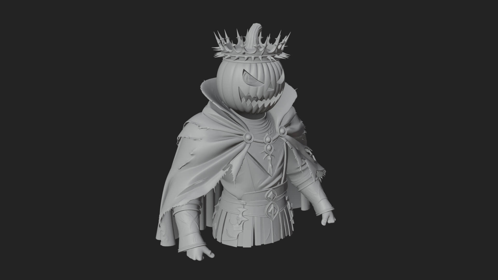 Enthroned Pumpkin Lord Statue Design 4 3D Print Model 3D Model