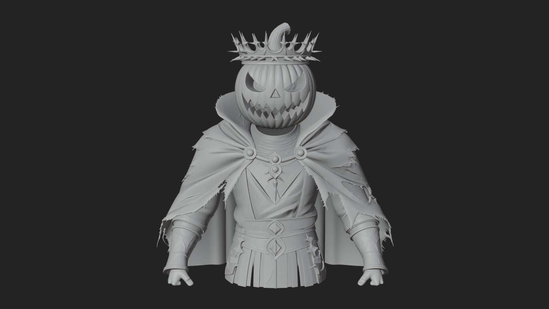Enthroned Pumpkin Lord Statue Design 4 3D Print Model 3D Model