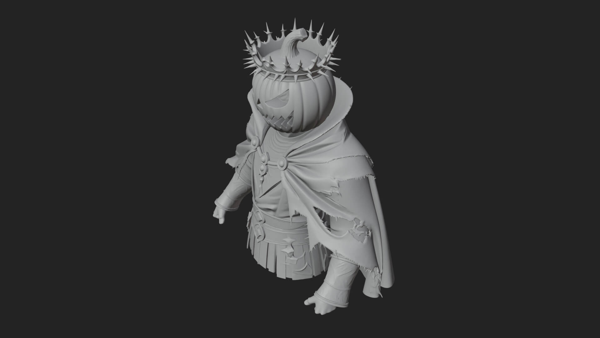 Enthroned Pumpkin Lord Statue Design 4 3D Print Model 3D Model