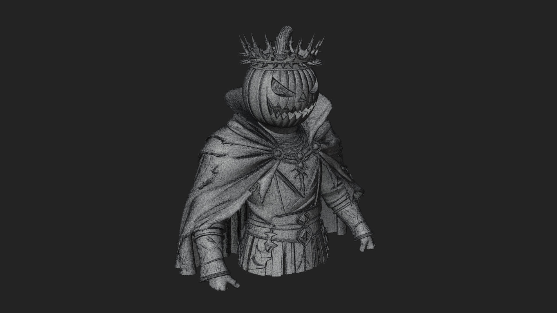 Enthroned Pumpkin Lord Statue Design 4 3D Print Model 3D Model