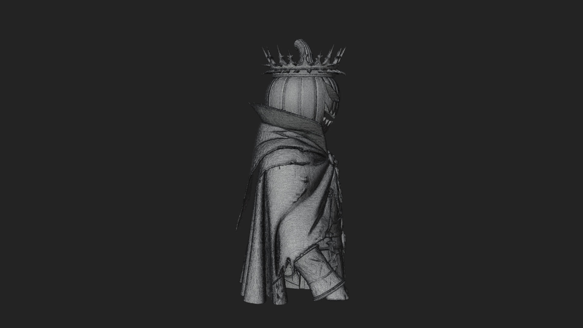 Enthroned Pumpkin Lord Statue Design 4 3D Print Model 3D Model