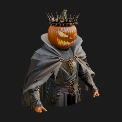 Enthroned Pumpkin Lord Statue Design 4 3D Print Model