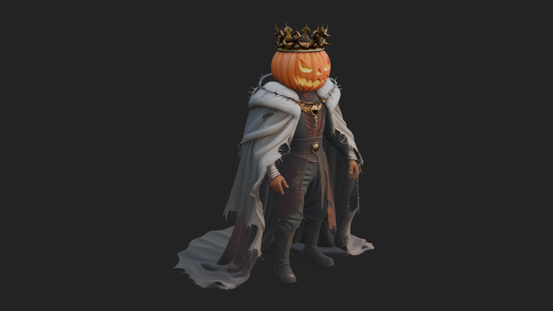 Enthroned Pumpkin Lord Statue Design 5 3D Print Model 3D Model