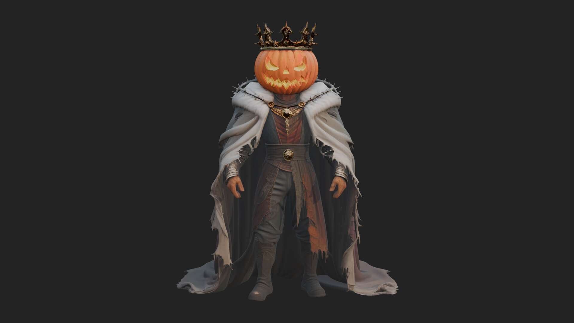 Enthroned Pumpkin Lord Statue Design 5 3D Print Model 3D Model